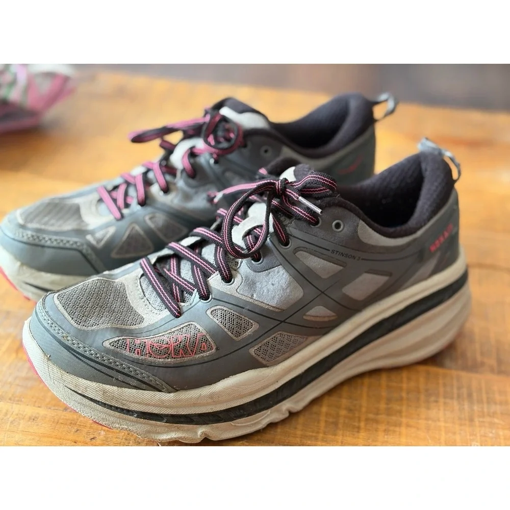 Women's Size 10.5- Hoka Stinson 3 Trail Running! Pink/Gray Comfort Outdoor